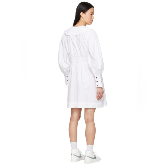 Ganni Cotton Poplin Smocked Mini Dress 38 - Picture 4 of 11
